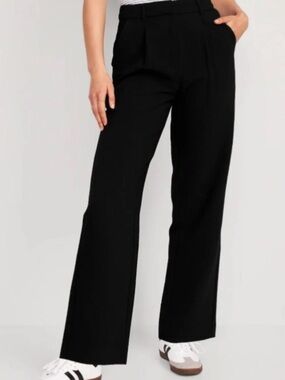 Old Navy Black Taylor Wide Leg Trouser Pants Elastic Waist  Size Medium Tall